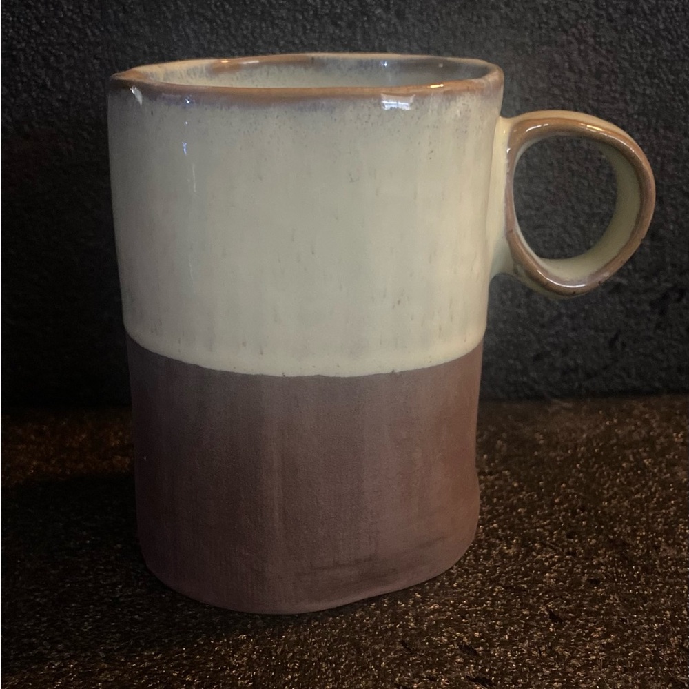 World Market Rustic Coffee Mug, Half Glaze Dip, Half Brown Matte